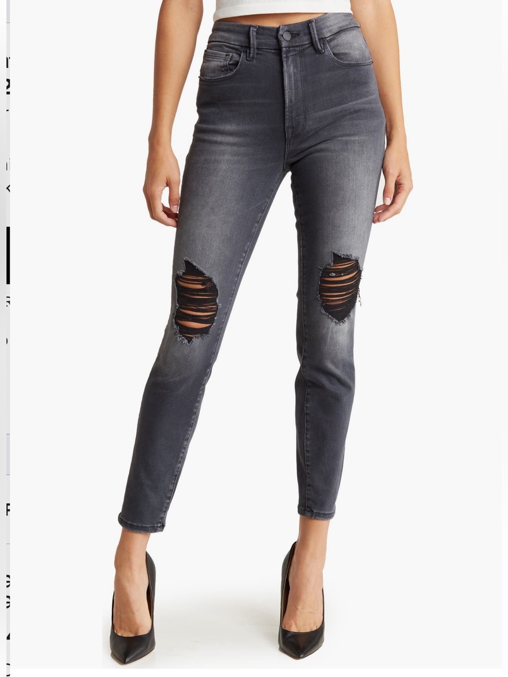 Good American Always Fits Good Legs Distressed Black Skinny Jeans